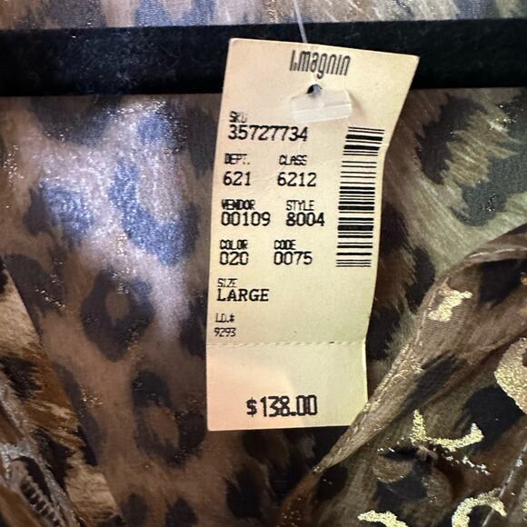 L Rothschild for Lilli Ann Bodysuit Size Large Night Life Ruffle Sheer Leopard - Picture 4 of 8